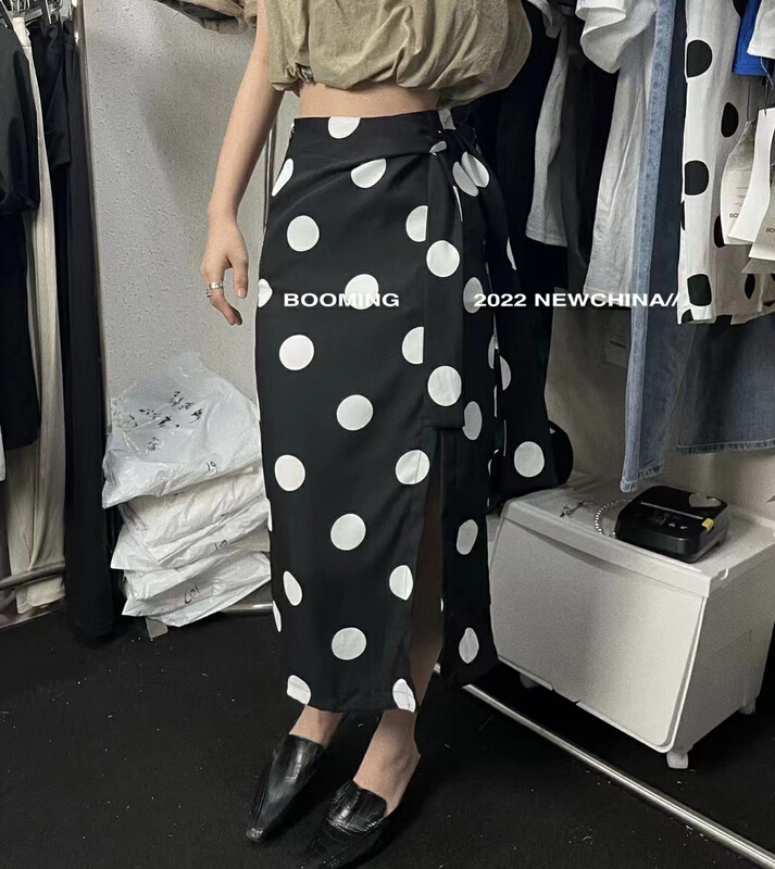 [looming] slit Polka Dot bandage skirt 2429 \zxl