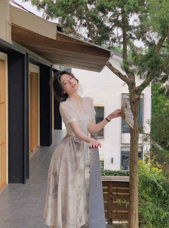 [w design] Guofeng new Chinese style improved Chinese style blouse + slim suspender skirt set 9791\wpl