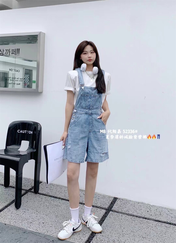 Original price 84.60! [M8 denim] Korean washed versatile suspenders gc52336\lsl