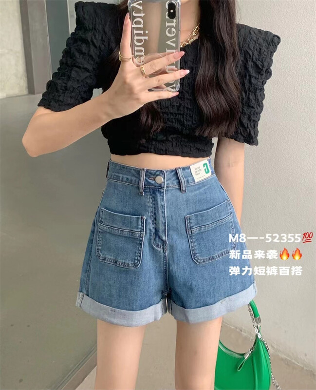 [M8 denim] Korean wash fashion denim shorts 52355\lsl