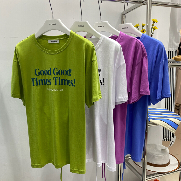 Original price 50.76! [bubble] fashion letter print back design Short Sleeve T-shirt 22t145\ozq