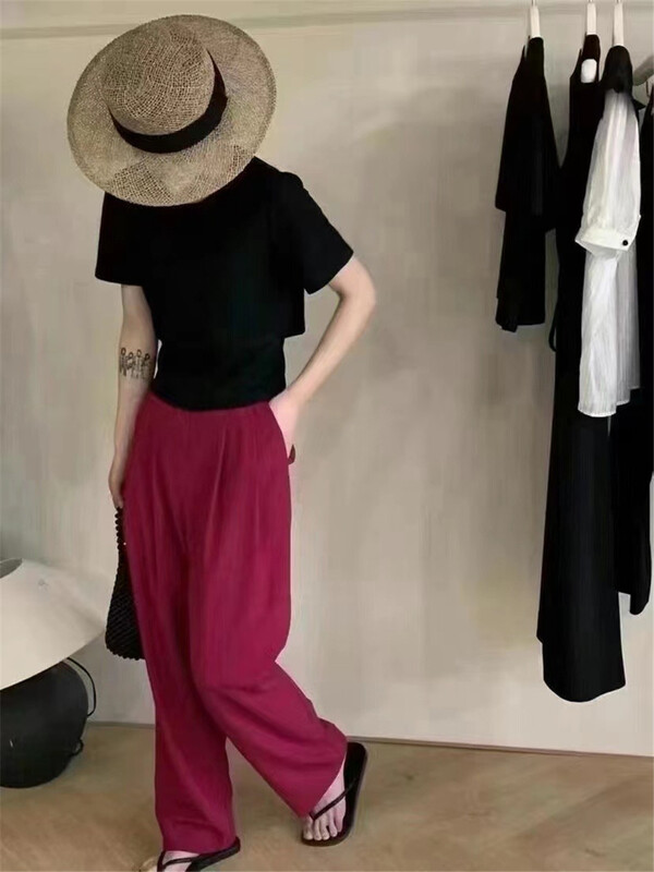 [XT] round neck lace up basic versatile shirt (only selling shirts) ys1-623\ll