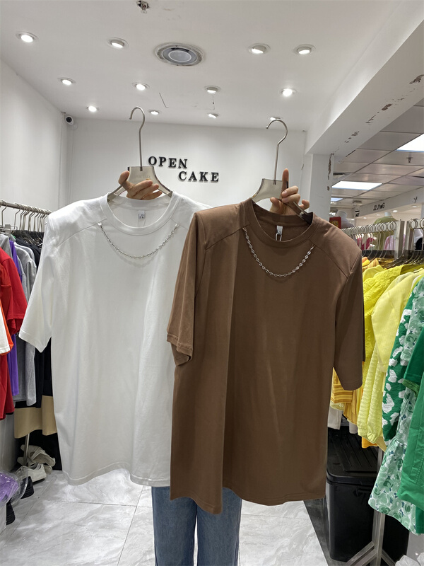 [open] Korean versatile fashion short sleeve T-shirt (with chain) ys1-3779\ozq