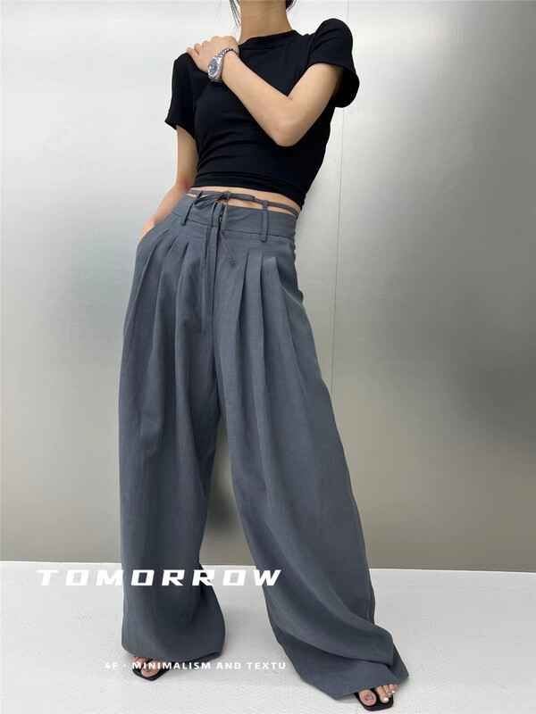 [tomorrow] loose comfortable solid color casual pants 5023t\ozq