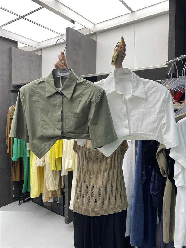 [tomorrow] short fashion solid color shirt 8043\ozq