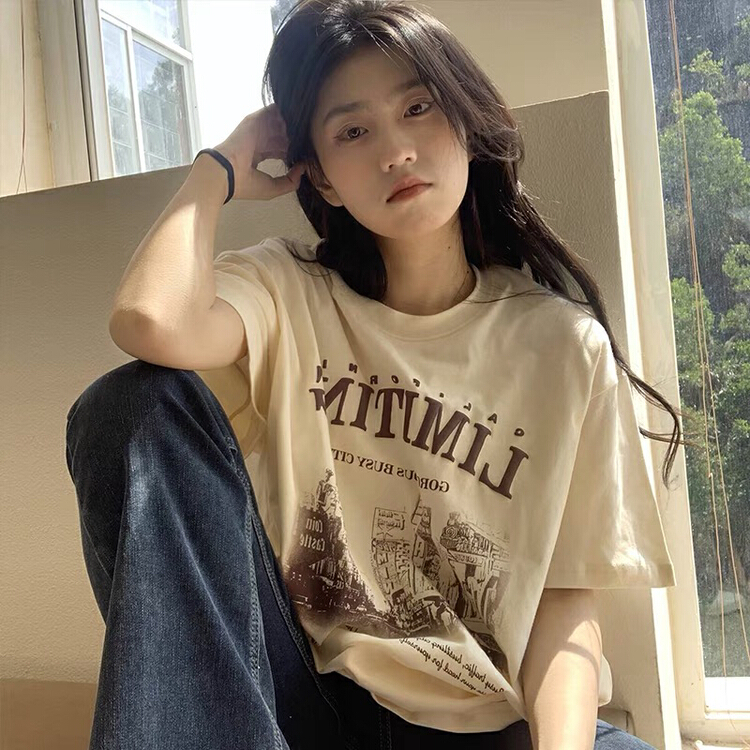 [lab eeda] letter printed loose short sleeve T-shirt 3175\ozq