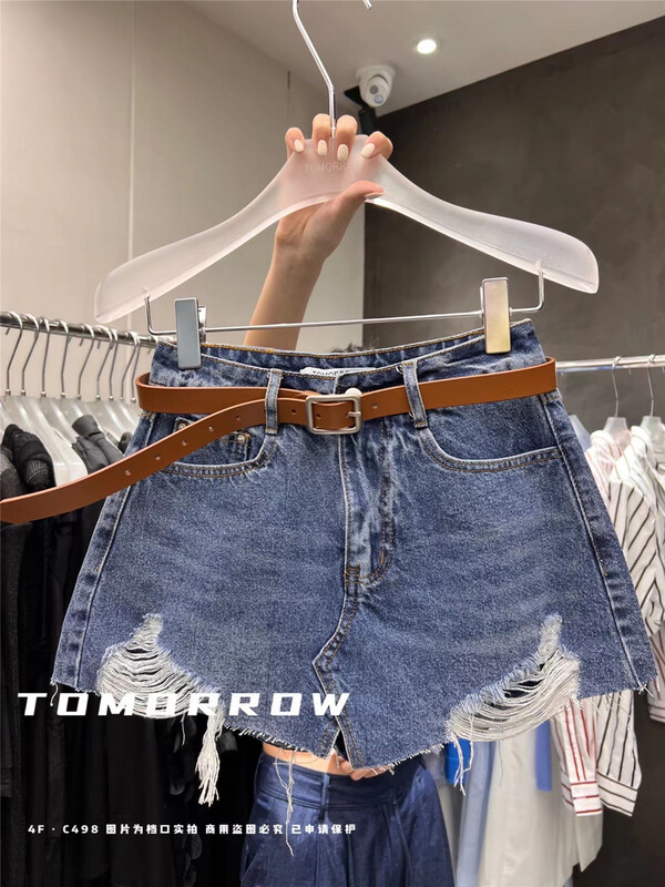 [tomorrow] high waist thin washed denim shorts (without belt) 660\ozq
