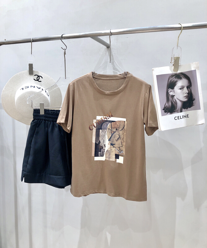 [sun] printed round neck loose printed short sleeve T-shirt 042920\hyy