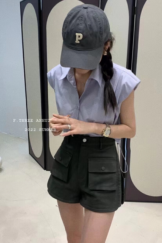 [f.three] shoulder pad and drawstring shirt at hem 95310\xj