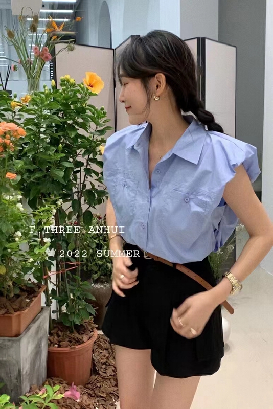 [f.three] Super Tibetan meat wide leg work casual shorts (with belt) 95313 × XJ
