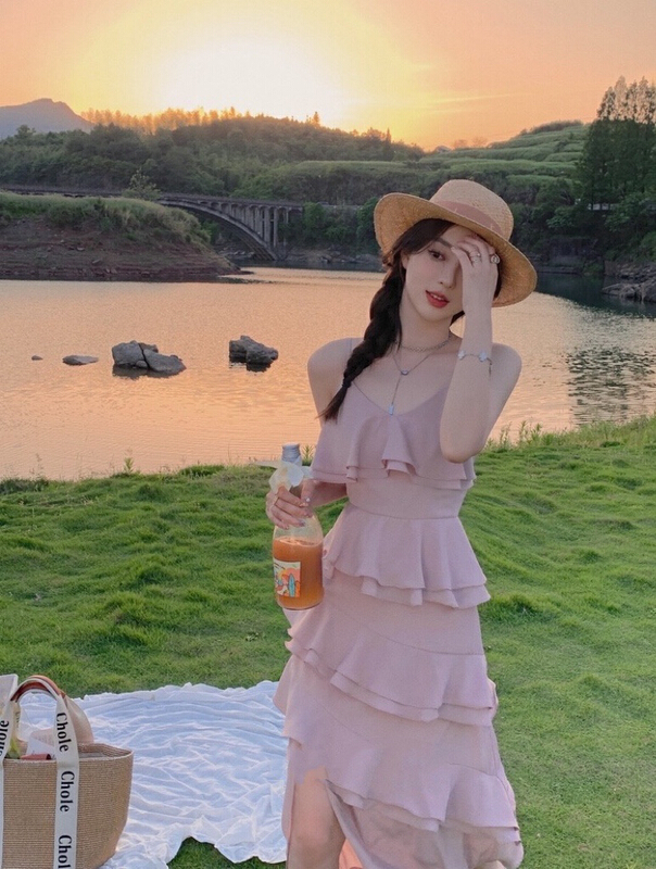 [w design] Korean version sweet Ruffle Dress 36981\wpl