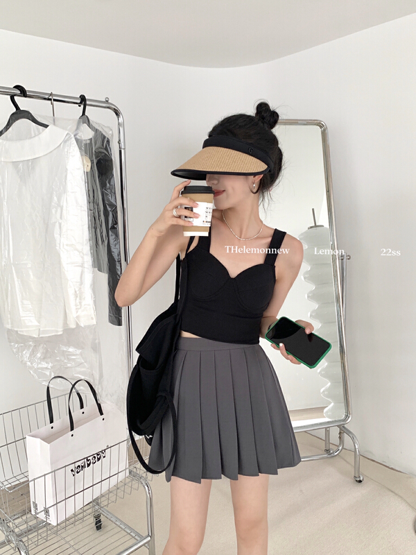 [lemon green tea] beautiful back, inside and outside wearing bottomed Strapless vest / suspender all-in-one cup tm-022