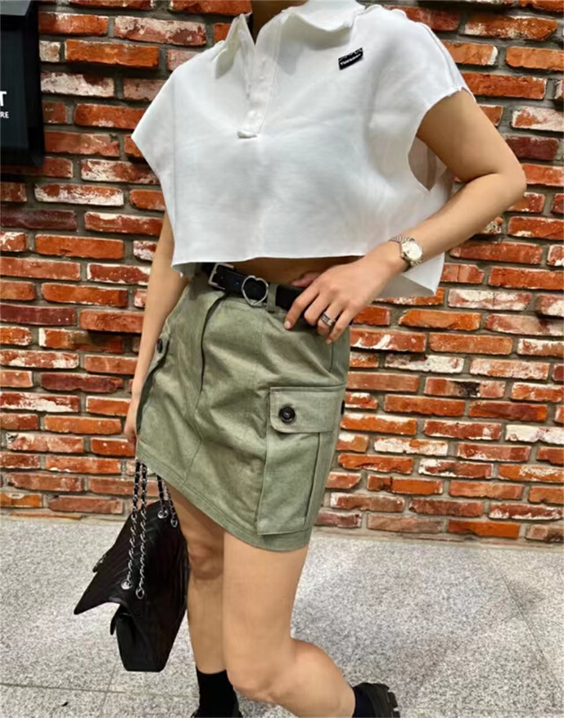 [June 6th] simple and fashionable high waist A-line short skirt skirt skirt (with belt) ys1-2398\wpl