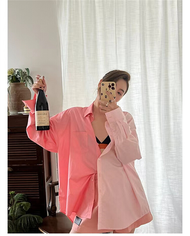 [June 6th] simple color matching single breasted fashion shirt 2527\wpl