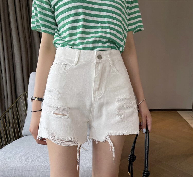[M8 denim] Street trend hole design denim shorts cl8182\lsl