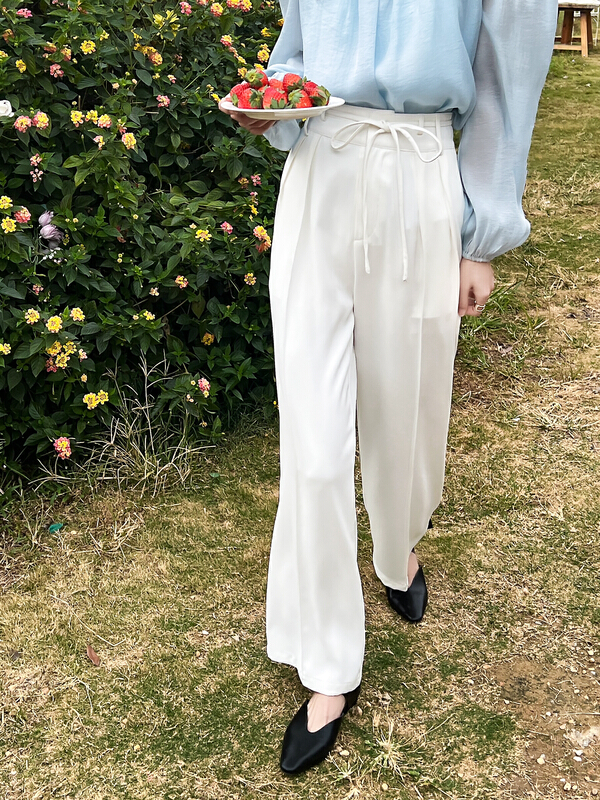 A new year in early spring! [rong'er family] simple wide leg retro western style casual pants (without belt) ys1-60520\hjy