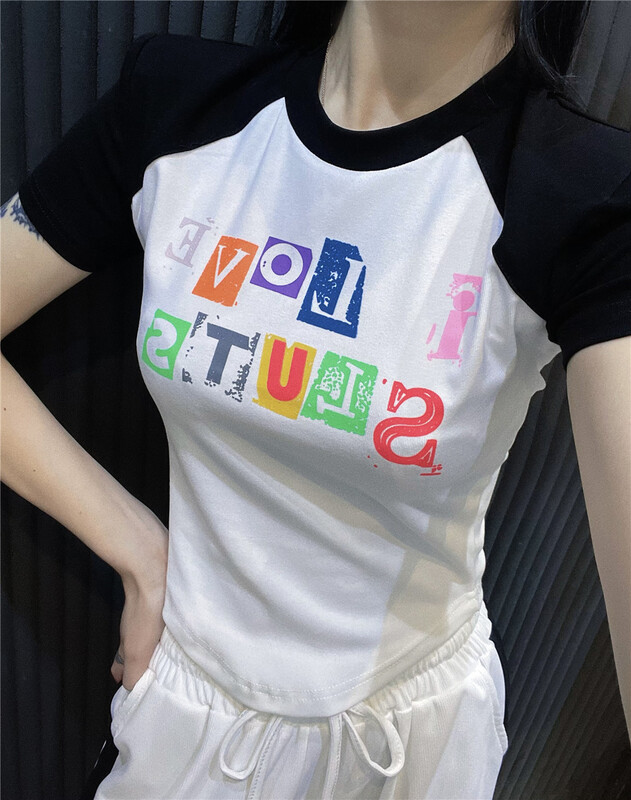 [top close] casual short letter short sleeve T-shirt 3939\ozq