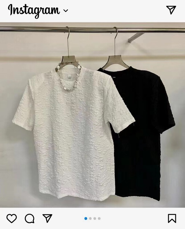 [open] commuting simple jacquard round neck short sleeve T-shirt 3816\ozq