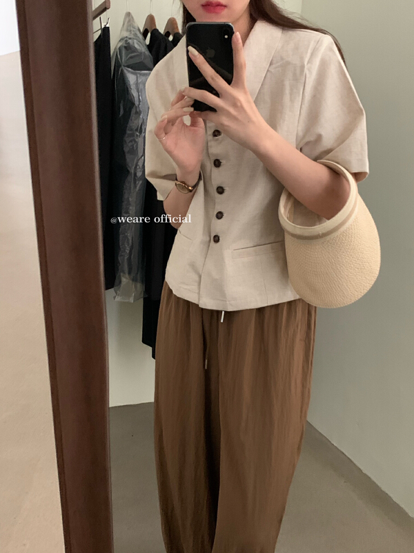 [we are] linen Lapel simple shirt 20176\zjy