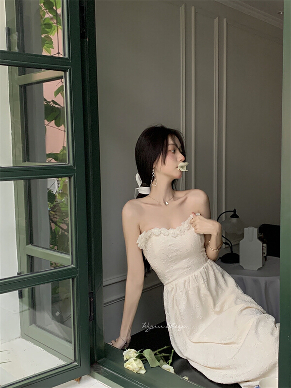 [w design] French neckline slim dress 34561\wpl