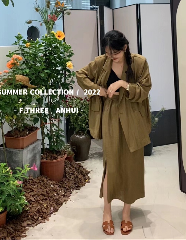 [f.three] thin medium sleeve sunscreen suit + elastic waist half suit (with belt) 87388\xj