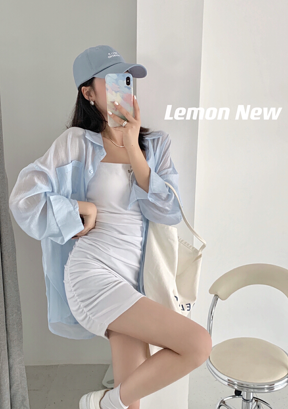 [lemon green tea] solid color simple sunscreen shirt 2268