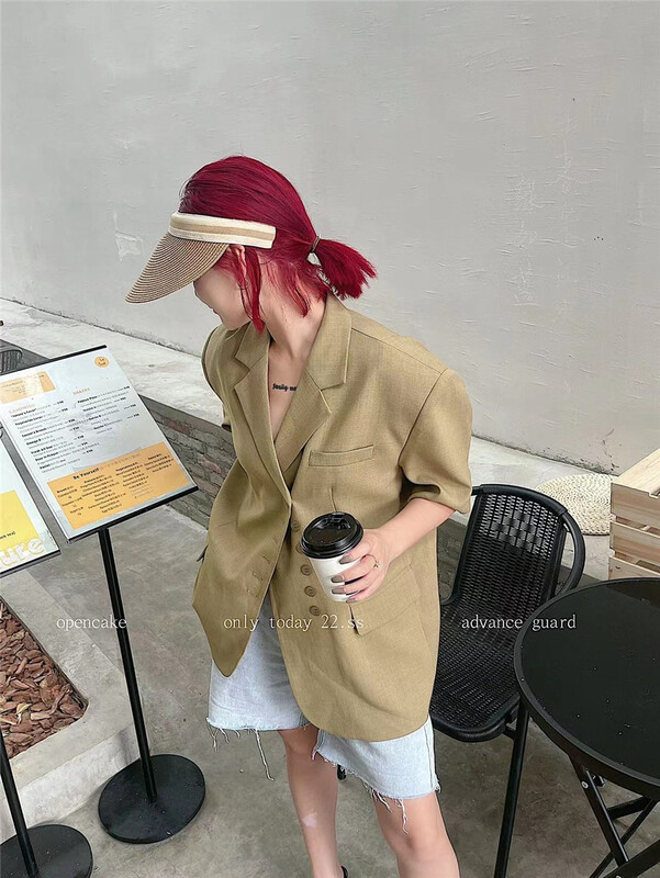[open] net loose breasted suit 8801\ozq