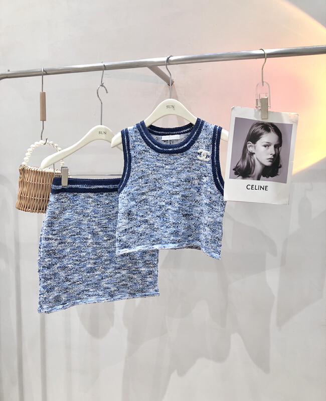 [sun] small fragrance Pullover Vest + high waist slim skirt set tz0137\hyy
