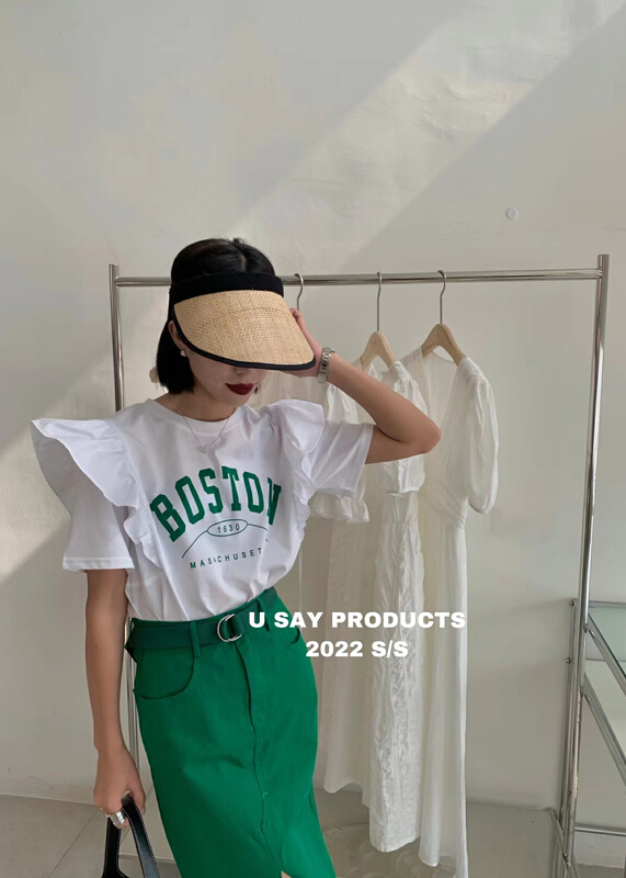 [u say] letters fashion loose short sleeve T-shirt 66097\lsl