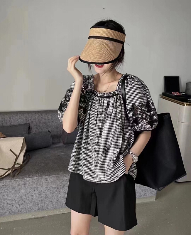 [baby] square neck Plaid fashion shirt ys1-8701\wtt