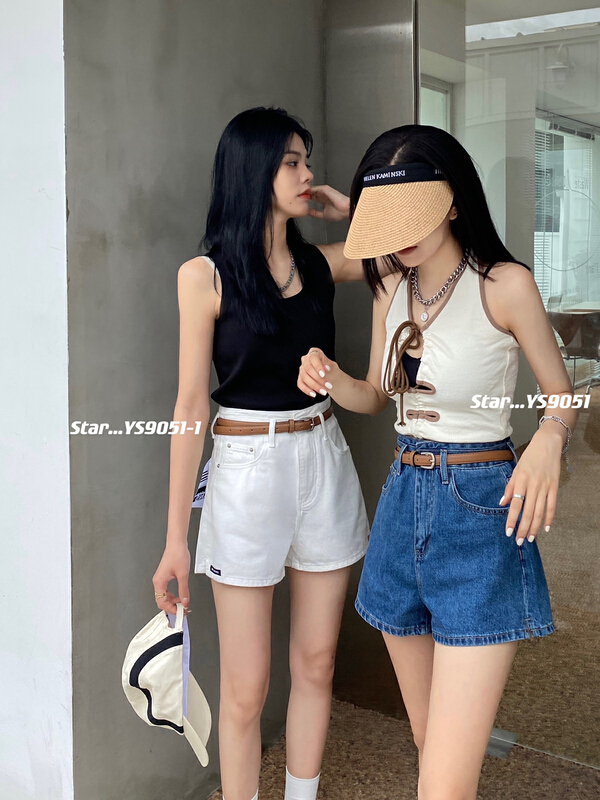 [star] Korean casual simple denim shorts (with belt) ys9051-1