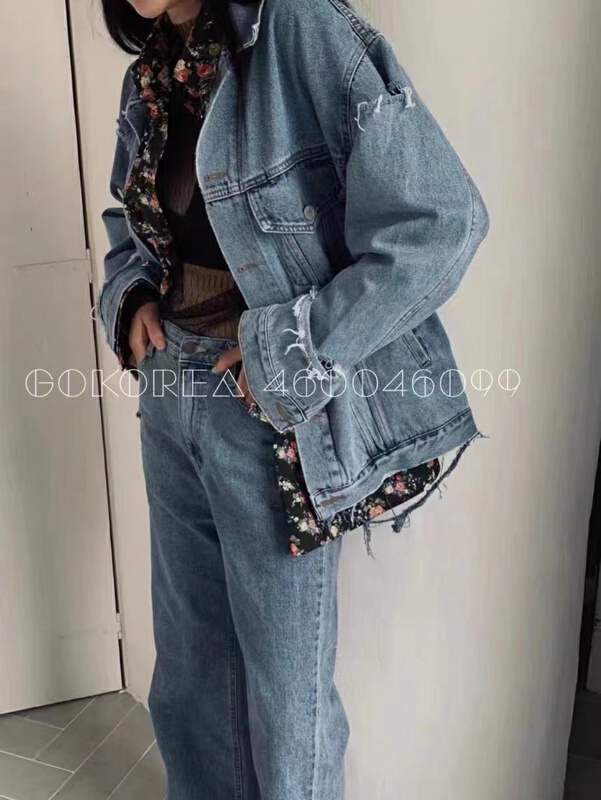 [top close] Korean version cowboy jacket with personalized hole breaking design 2067\ozq