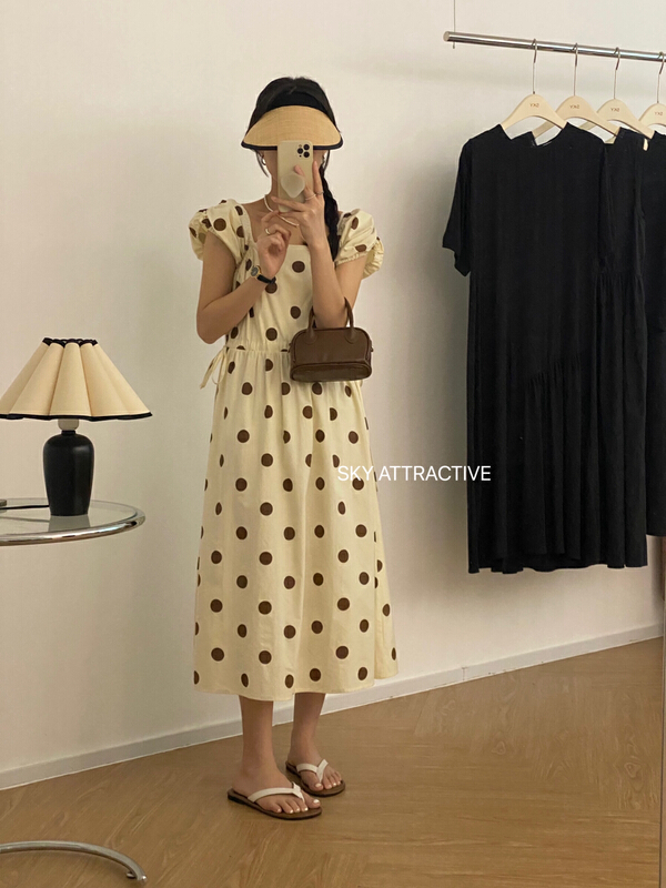 [sky] little fresh and versatile polka dot dress 19326\hbx
