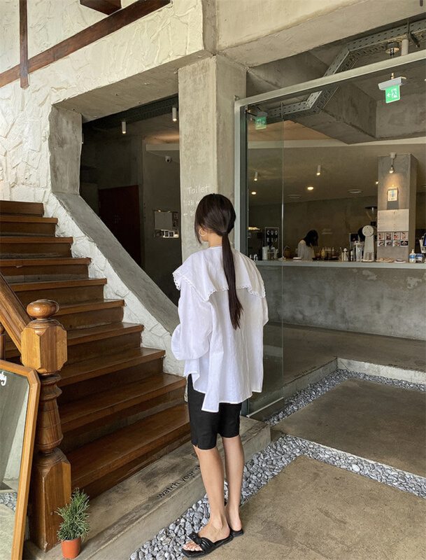 [June 6th] simple large lapel single breasted loose shirt ys1-2519\wpl
