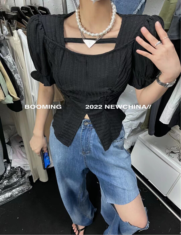 [looming] Vintage bubble sleeve shirt 2480\zxl