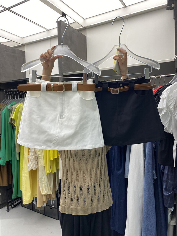 [tomorrow] solid color short versatile skirt (without belt) 8051\ozq