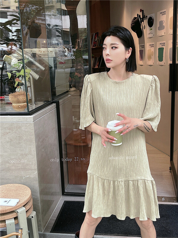 [open] Korean casual loose round neck dress 3903\ozq