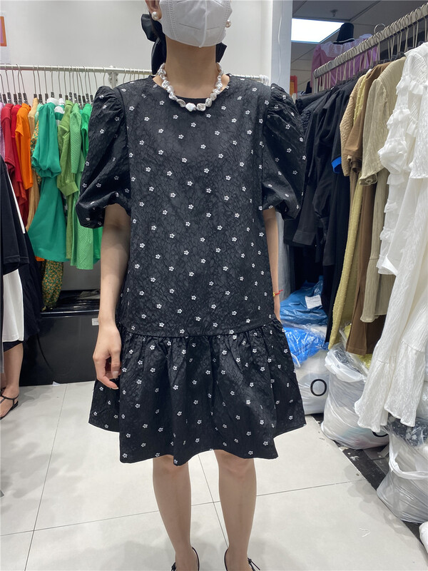 [open] fresh and simple round neck floret dress 3756\ozq