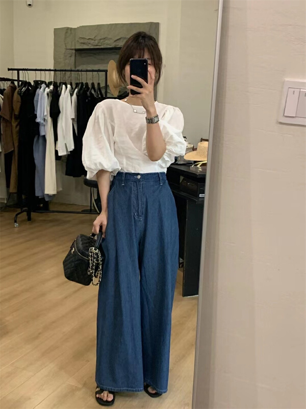 [June 6th] simple round neck bubble sleeve shirt ys1-2509\wpl