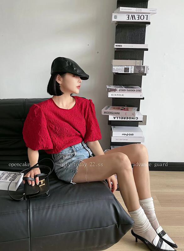 [open] simple and comfortable solid color short sleeve T-shirt 3925\ozq