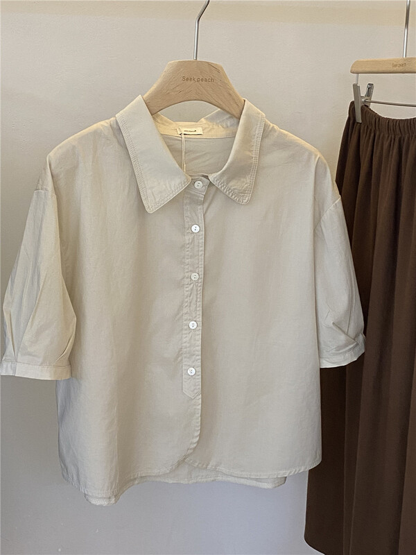 [seek peach] Japanese simple single breasted short sleeve shirt 5576\ll