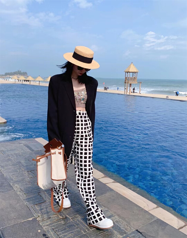 A new year in early spring! [keep] Plaid pleated Korean casual pants 7719\wtt
