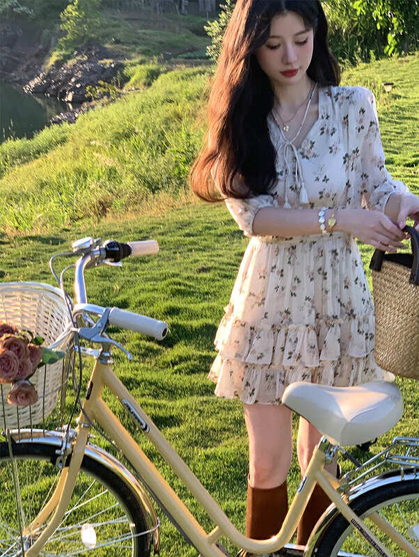 [w design] lazy holiday Style Floral short dress 37081\wpl