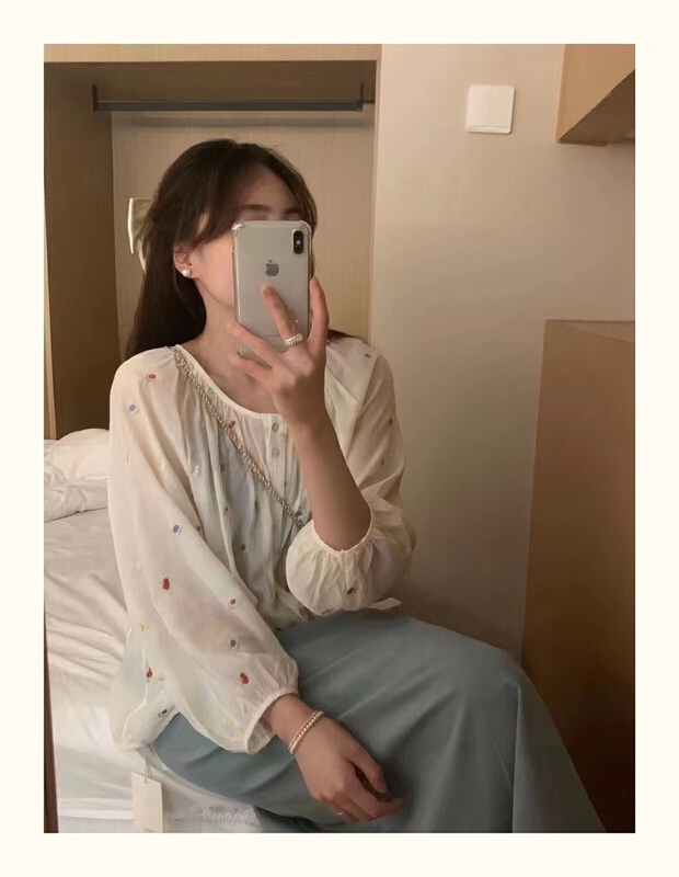 [baby] Korean embroidered sunscreen shirt (with hair circle) 8708\wtt