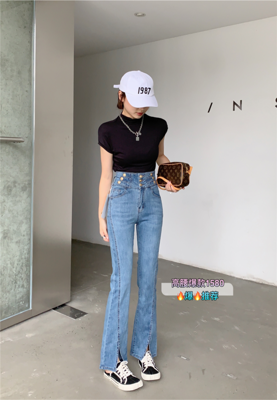 [M8 denim] washed Korean versatile jeans 1580\lsl