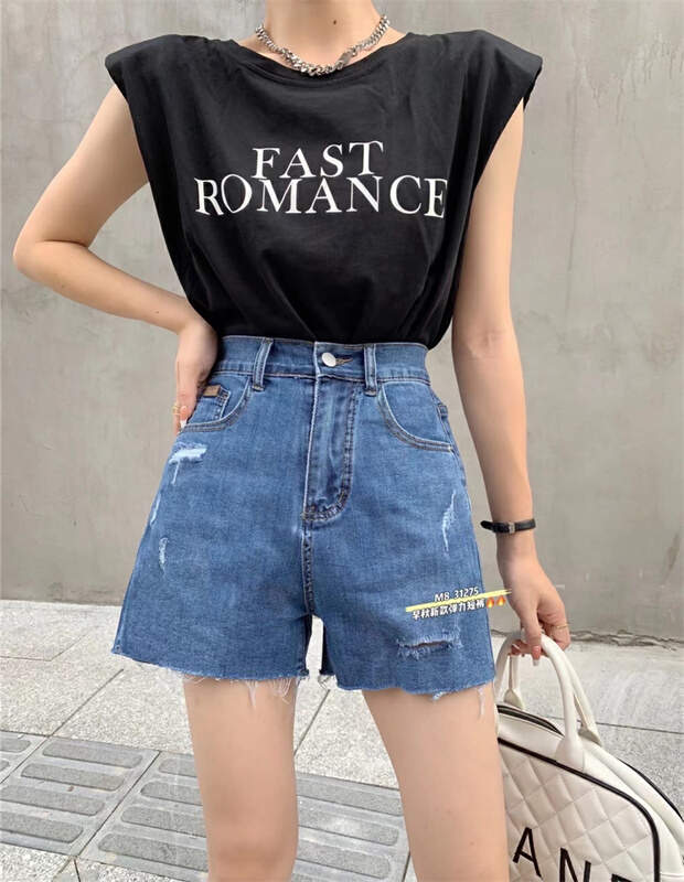 [M8 denim] Korean high waist loose skinny denim shorts el31275\lsl