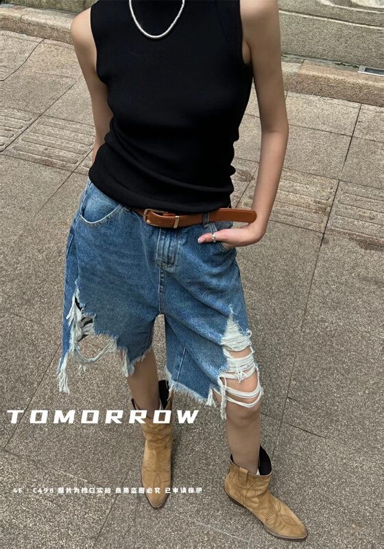 [tomorrow] wear and tear design jeans (denim shorts) 665t\ozq