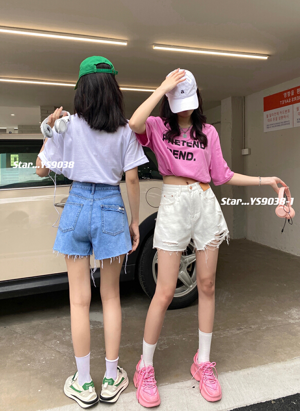 [star] loose woolen casual fashion denim shorts ys9038-1
