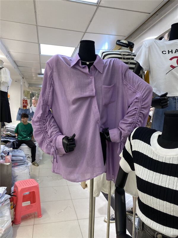 [open] fashionable drawstring design, versatile sunscreen shirt 3939\ozq
