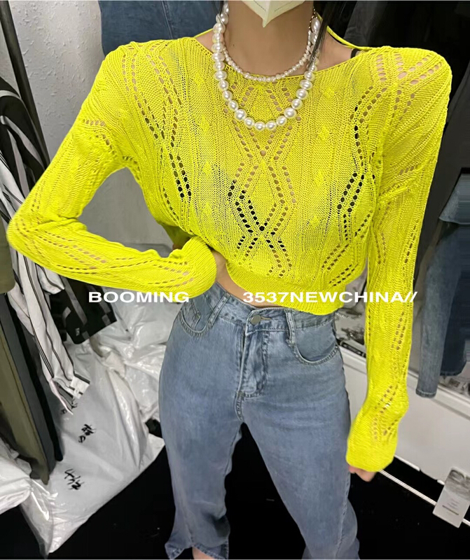 [looming] thin hollow out casual T-shirt 2498\zxl